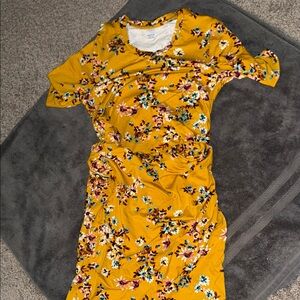 Maternity Floral Yellow Dress